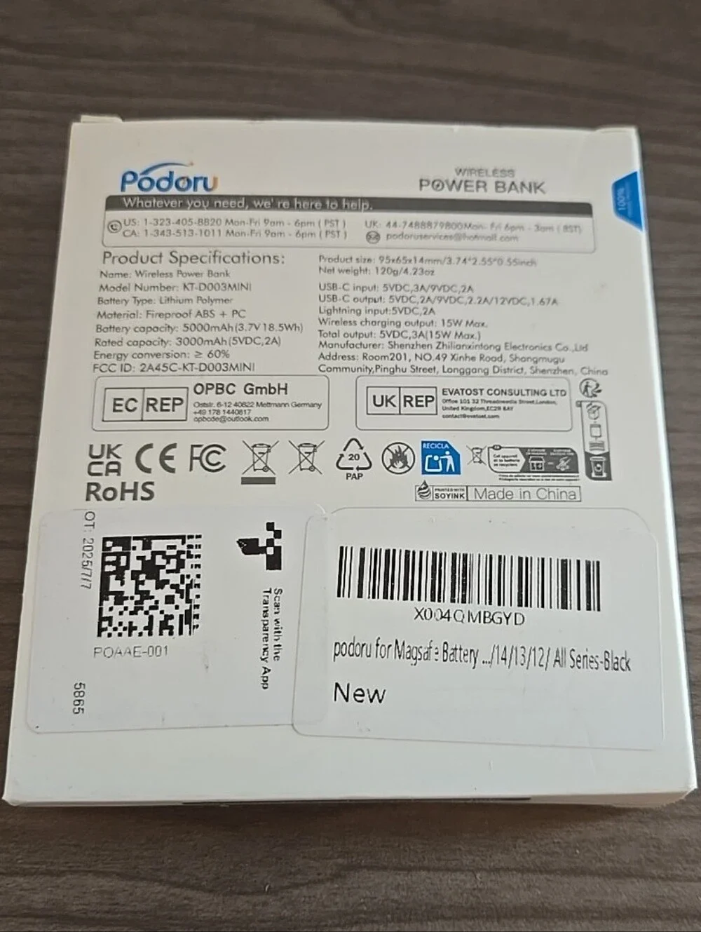 Podoru 5000mAh Power Bank in White
